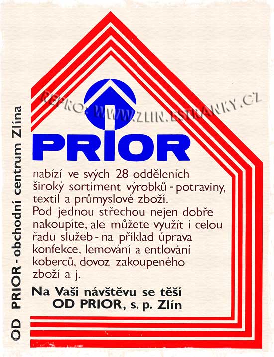Obchodní dům Prior Zlín - reklama z roku 1991.