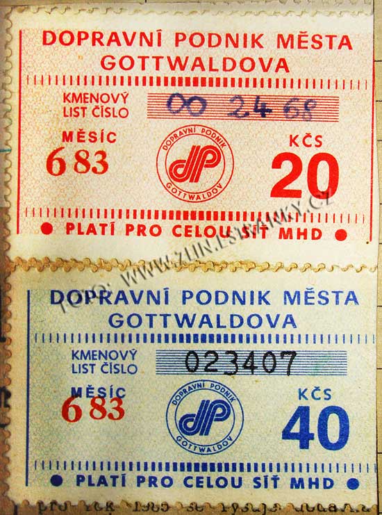 DPMG - zlínské známky na kartičky